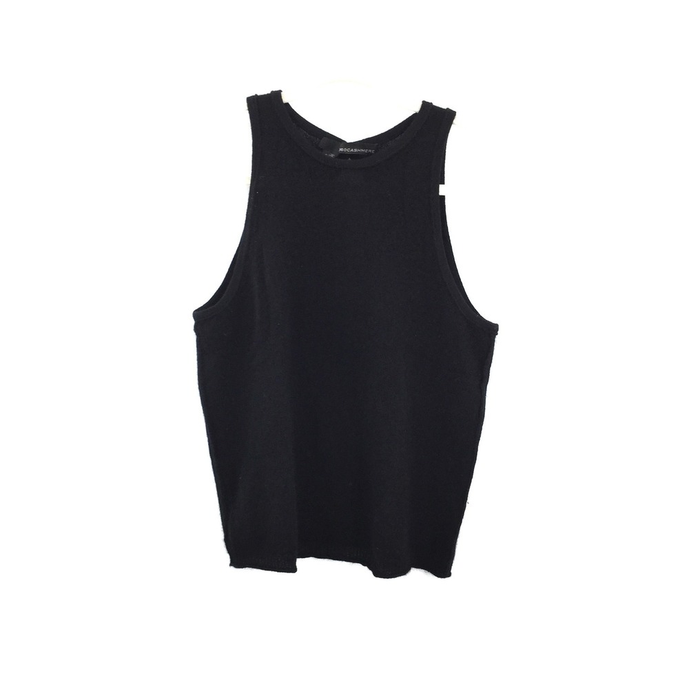 36o Cashmere Black Tank Top sweter open back high neck minimalist quiet luxury S